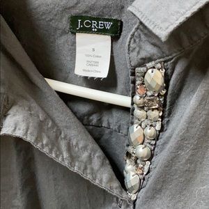 Jeweled Button Down Cotton Shirt